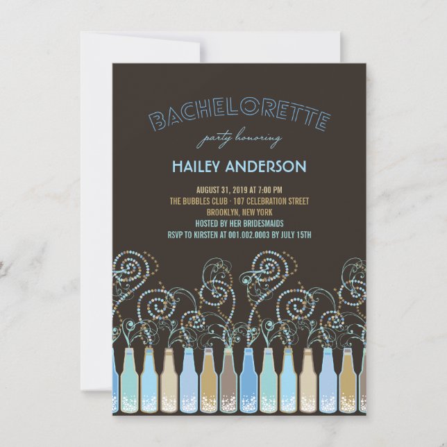 Fun Bubbly Celebrations Bachelorette Party Invite (Front)