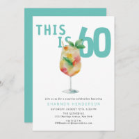 Fun Bubbly Drink 60th Birthday Party Invitation