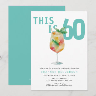 Fun Bubbly Drink 60th Birthday Party Invitation