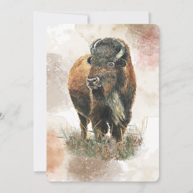 Fun Buffalo Bison Wildlife Animal Park Retirement Invitation (Front)