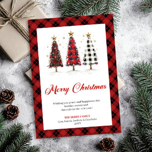 Fun Buffalo Plaid Christmas Tree Holiday Greeting Card