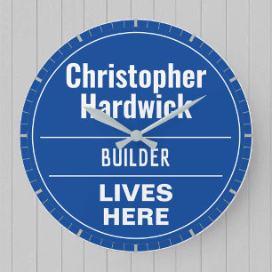 Fun Builder Wall Plaque Style Large Clock