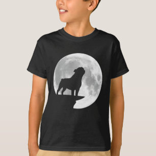 Fun Bulldog Howling Full Moon Halloween T-Shirt