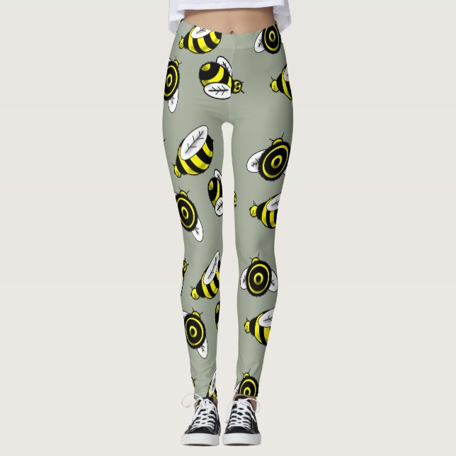 FUN BUMBLE BEES LEGGINGS LIGHT GREEN (Front)