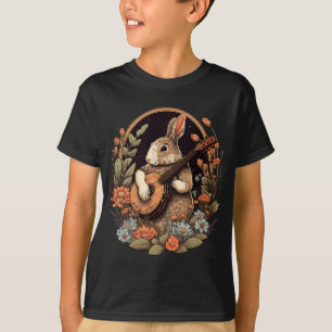 Fun Bunny Playing Banjo Guitar Music Rabbit Happy  T-Shirt