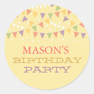 Fun Bunting Birthday Party Sticker