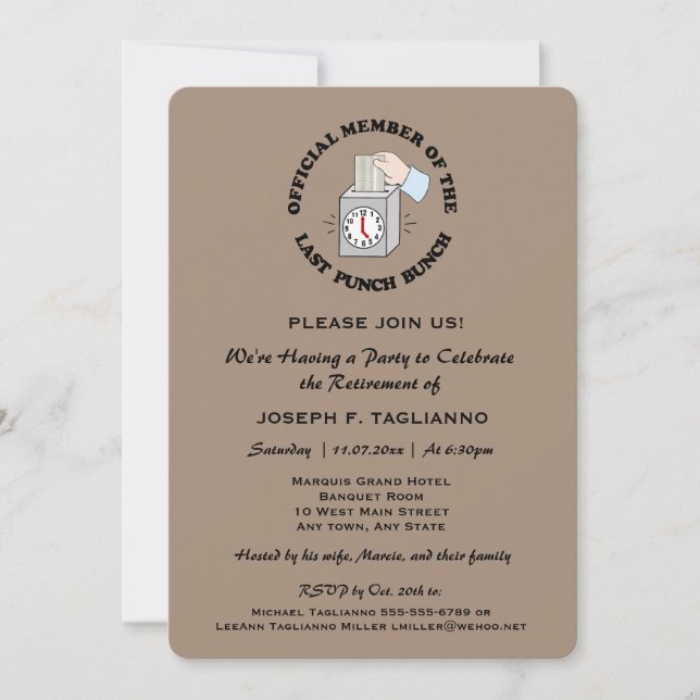Fun, but Classy Retirement Party Choose Your Colou Invitation (Front)