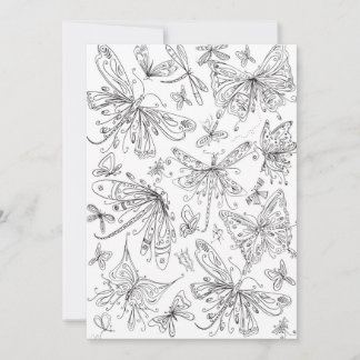 Fun Butterfly Dragonfly Whimsical Colouring Card