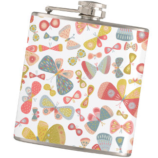 Fun Butterfly Pattern Hip Flask