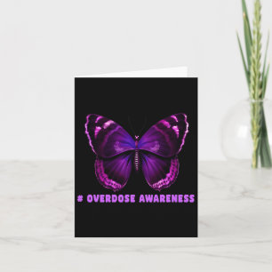 Fun Butterfly Purple Ribbon Overdose Awareness Des Card