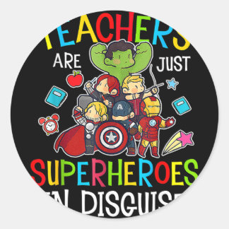 Fun Byck To School Teachers Are Superheroes Gifts  Classic Round Sticker