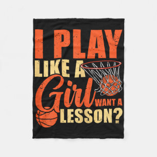 Fun Bysketbyll I Play Like A Girl Fleece Blanket