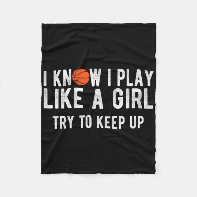 Fun Bysketbyll Play Like A Girl Bbyll  Fleece Blanket (Front)