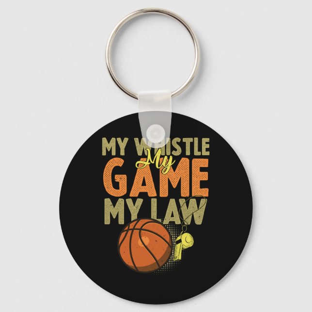 Fun Bysketbyll Referee Quotes Gift I Hoops Ref 1  Key Ring (Front)