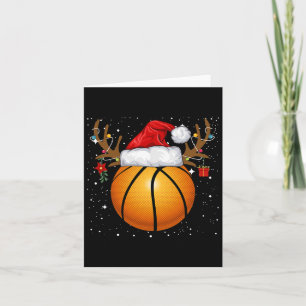 Fun Bysketbyll Reindeer Santa Hat Christmas Holida Card