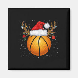 Fun Bysketbyll Reindeer Santa Hat Christmas Holida Magnet