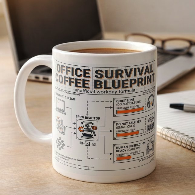 Fun Caffeine Infusion Blueprint for Office Workers Coffee Mug (Creator Uploaded)