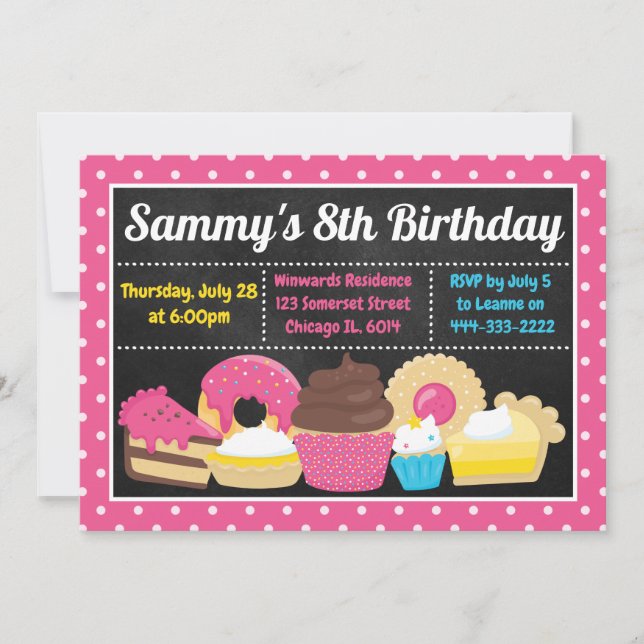 Fun Cakes and Treats Birthday Party Invitation (Front)
