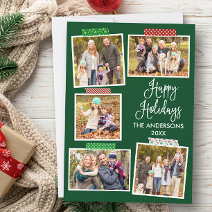 Fun Calligraphy Happy Holidays Craft Tape Green Holiday Card