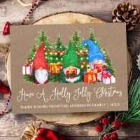 Fun Calligraphy Holly Jolly Kraft Christmas Gnomes