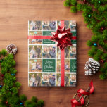 Fun Calligraphy Script Christmas 3 Photo Green Wrapping Paper<br><div class="desc">Modern Fun Calligraphy Script Merry Christmas 3 Photos Green Wrapping Paper</div>