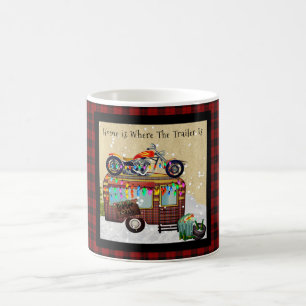 Fun Camper Trailer Trash Quotes Buffalo Plaid Coffee Mug
