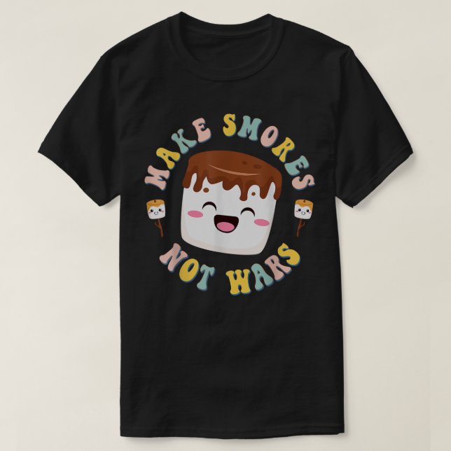 Fun Camping Kawaii Smores Make Smores Not Wars Kid T-Shirt (Design Front)
