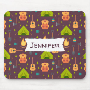 Fun Camping Nature Themed Pattern Mouse Mat