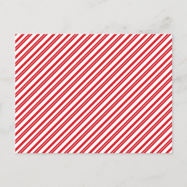 Fun Candy Cane Red and White Pattern Stripes Postcard (Front)