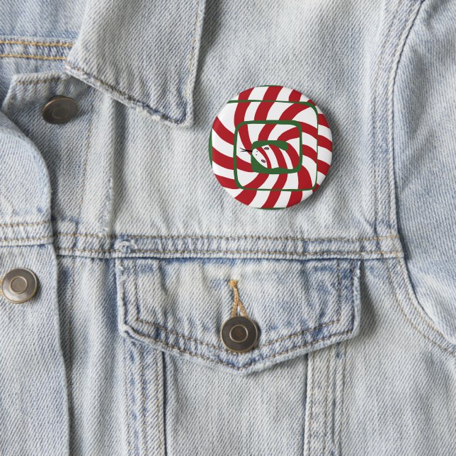 Fun Candy Cane Red Striped Abstract Snake 6 Cm Round Badge (In Situ)