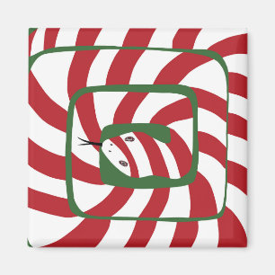 Fun Candy Cane Red Striped Abstract Snake Magnet