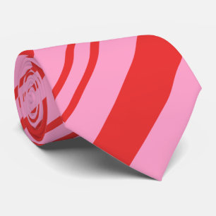 Fun Candy Cane Stripe Red Pink Christmas Holiday Tie