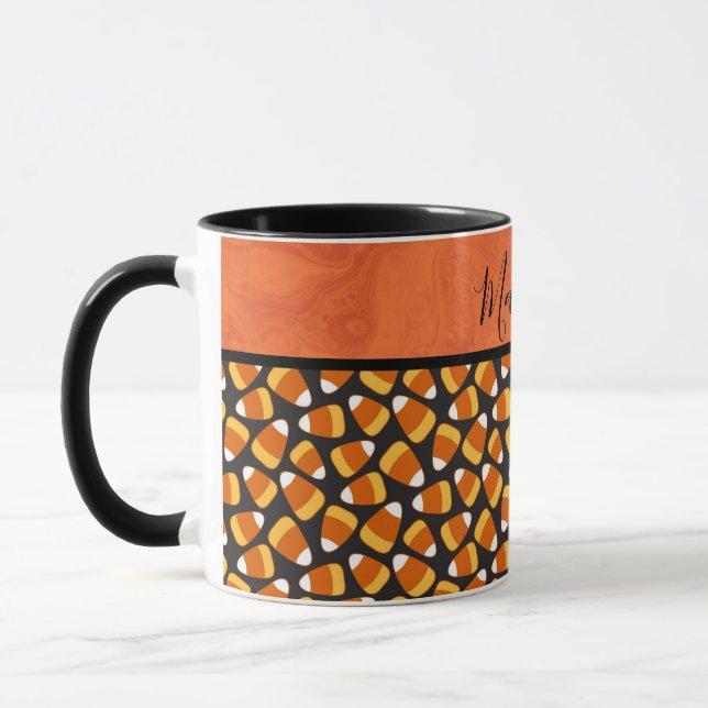 Fun Candy Corn Pattern Personalized  Mug (Left)