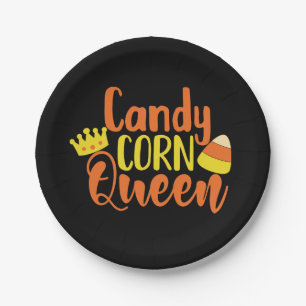 Fun Candy Corn Queen Halloween, Party Paper Plate