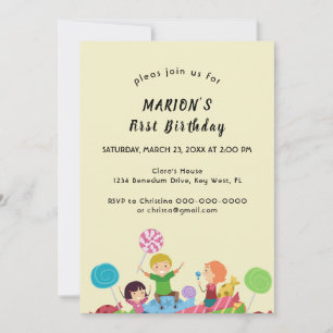 Fun Candy First Birthday Invitation