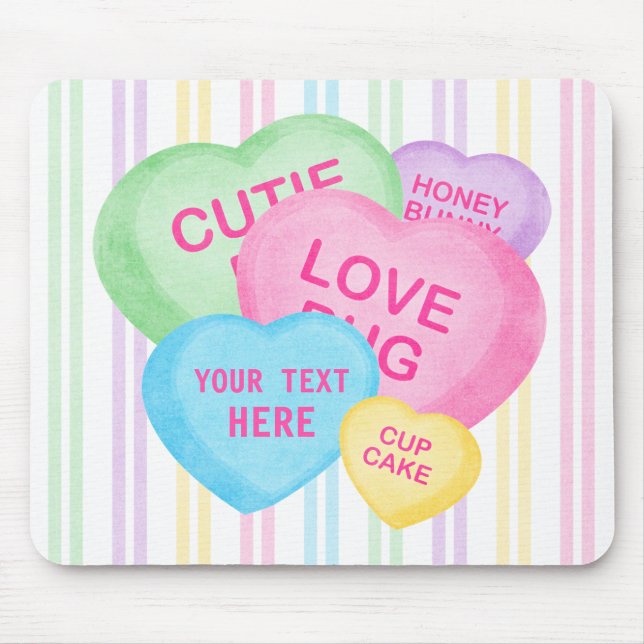 Fun Candy Hearts Mouse Mat (Front)