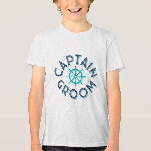 Fun Captain Groom Nautical Wedding Matching Bride Tri-Blend Shirt