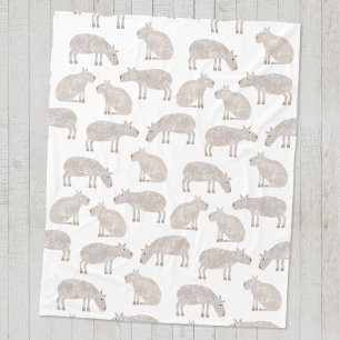 Fun Capybara Pattern Fleece Blanket