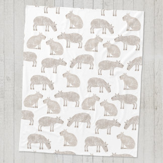 Fun Capybara Pattern Fleece Blanket