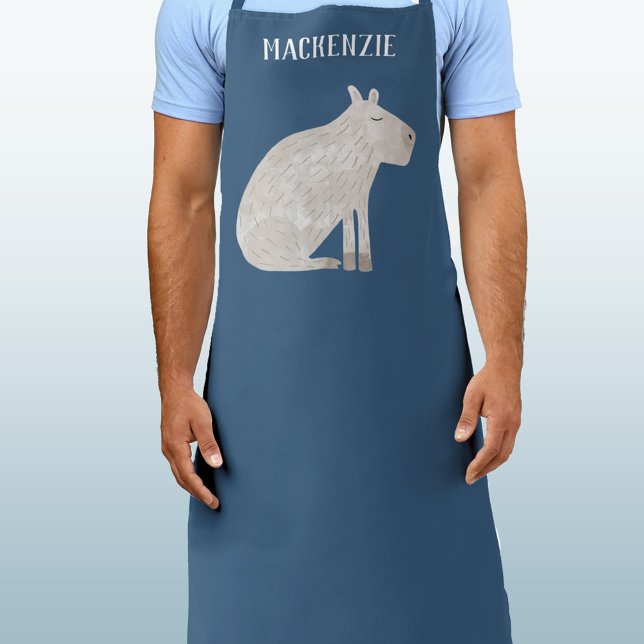 Fun Capybara Personalised Apron (Fun capybara personalized custom name apron for animal and wildlife lovers)