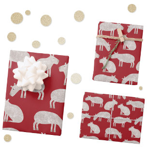 Fun Capybara Red Christmas Wrapping Paper Sheet