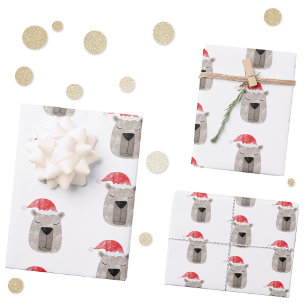 Fun Capybara Santa Hat Christmas Wrapping Paper Sheet