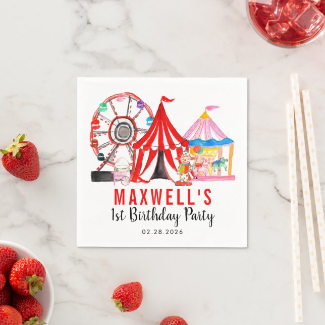 Fun Carnival Circus Festival Show Kids Birthday Napkin (Insitu)