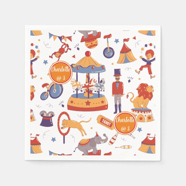 Fun Carnival Kids' Birthday Circus Pattern Clown Napkin (Front)