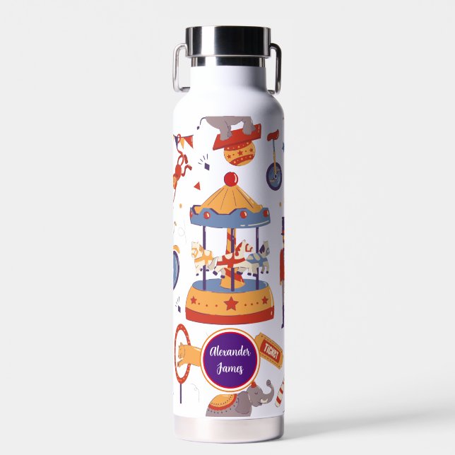 Fun Carnival Kids' Birthday Circus Pattern Clown Water Bottle (Front)