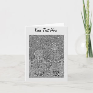 fun carol singers singing snow scene christmas holiday card