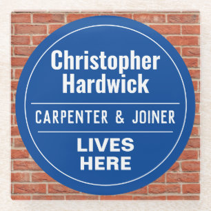 Fun Carpenter & Joiner Wall Plaque Style Glass Coaster