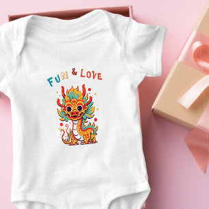 Fun Carton Dragon Chinese New Year Fu Kids Gift Baby Bodysuit