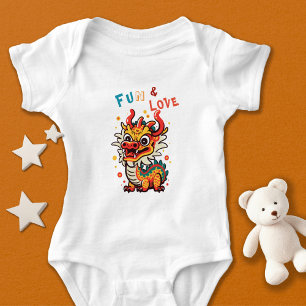 Fun Carton Dragon Chinese New Year Fu Kids Gift Baby Bodysuit