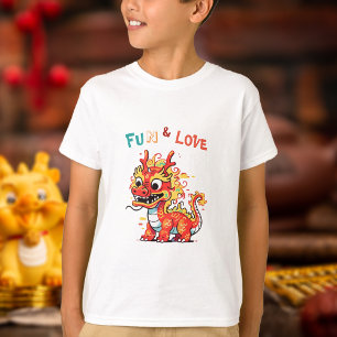 Fun Carton Dragon Chinese New Year Fu Kids Gift T-Shirt